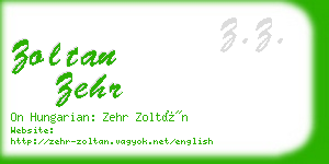 zoltan zehr business card